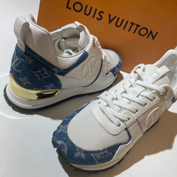 Louis Vuitton  前後牛仔老花圖案兩側白後金亮片休閒鞋