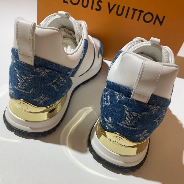 Louis Vuitton  前後牛仔老花圖案兩側白後金亮片休閒鞋