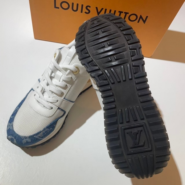 Louis Vuitton  前後牛仔老花圖案兩側白後金亮片休閒鞋