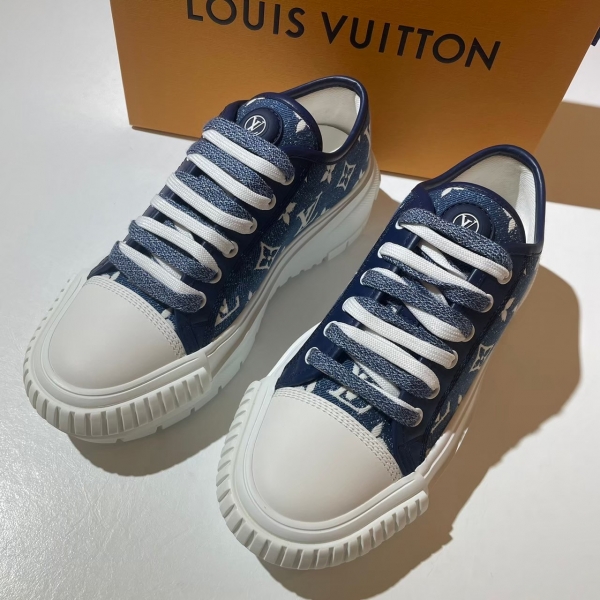 Louis Vuitton 滿版牛仔老花低筒餅乾鞋