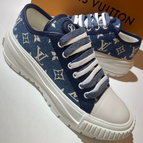 Louis Vuitton 滿版牛仔老花低筒餅乾鞋