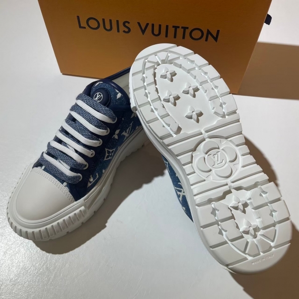 Louis Vuitton 滿版牛仔老花低筒餅乾鞋