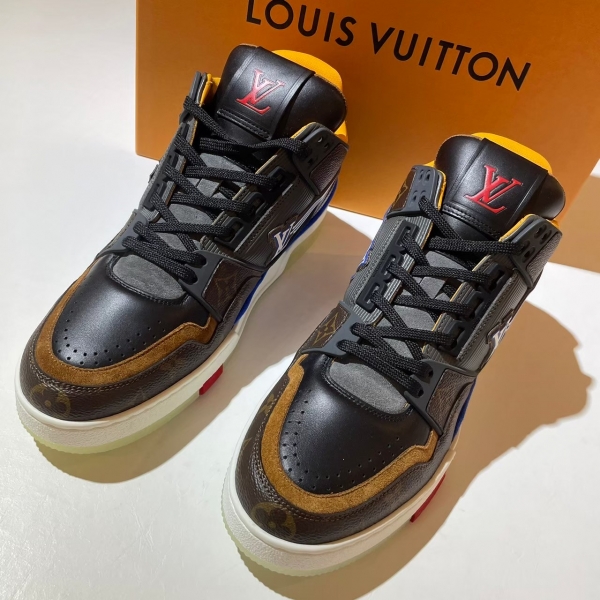 Louis Vuitton 老花黃底藍麂皮運動鞋