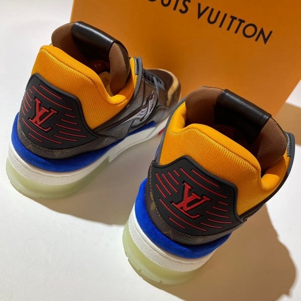 Louis Vuitton 老花黃底藍麂皮運動鞋