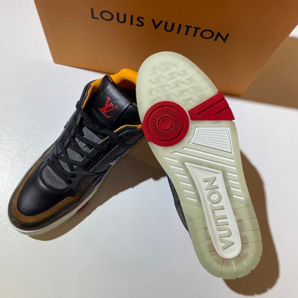 Louis Vuitton 老花黃底藍麂皮運動鞋