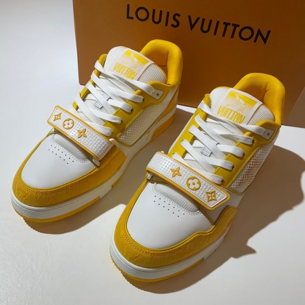 Louis Vuitton  黃色丹寧魔鬼氈運動鞋